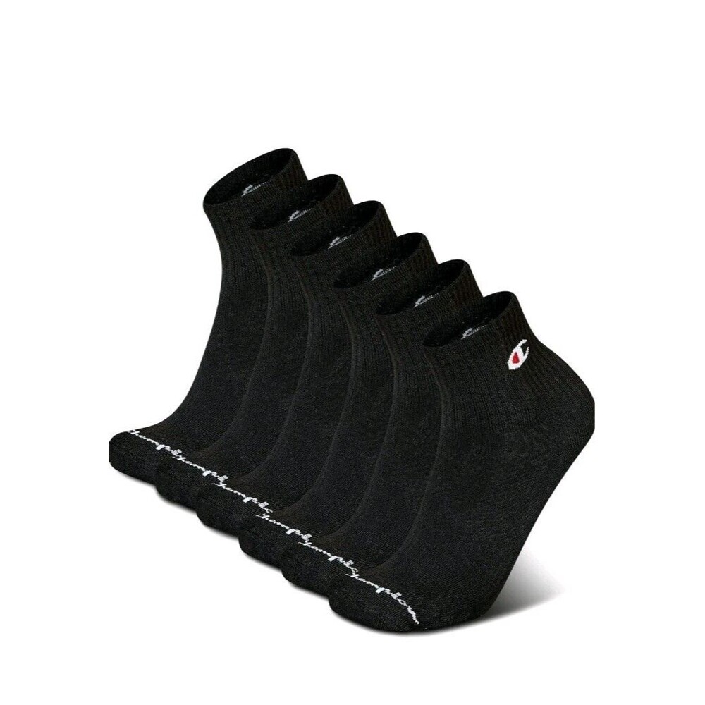 Champion Men's Performance Cushion High Quarter 6 Pairs Black Socks